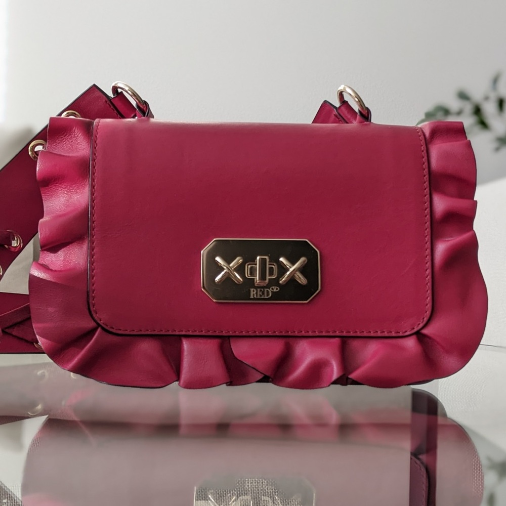 RED Valentino Ruffled Crossbody Bag in Deep Pink